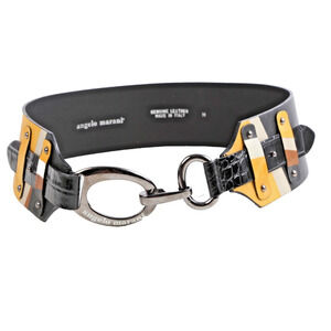 Angelo Marani Multicolor Wide Leather Belt Size M Designer Statement Fashion